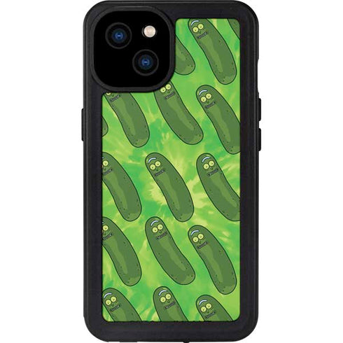 Adult Swim Rick and Morty Pickle Rick Pattern iPhone 15 Plus Waterproof Case